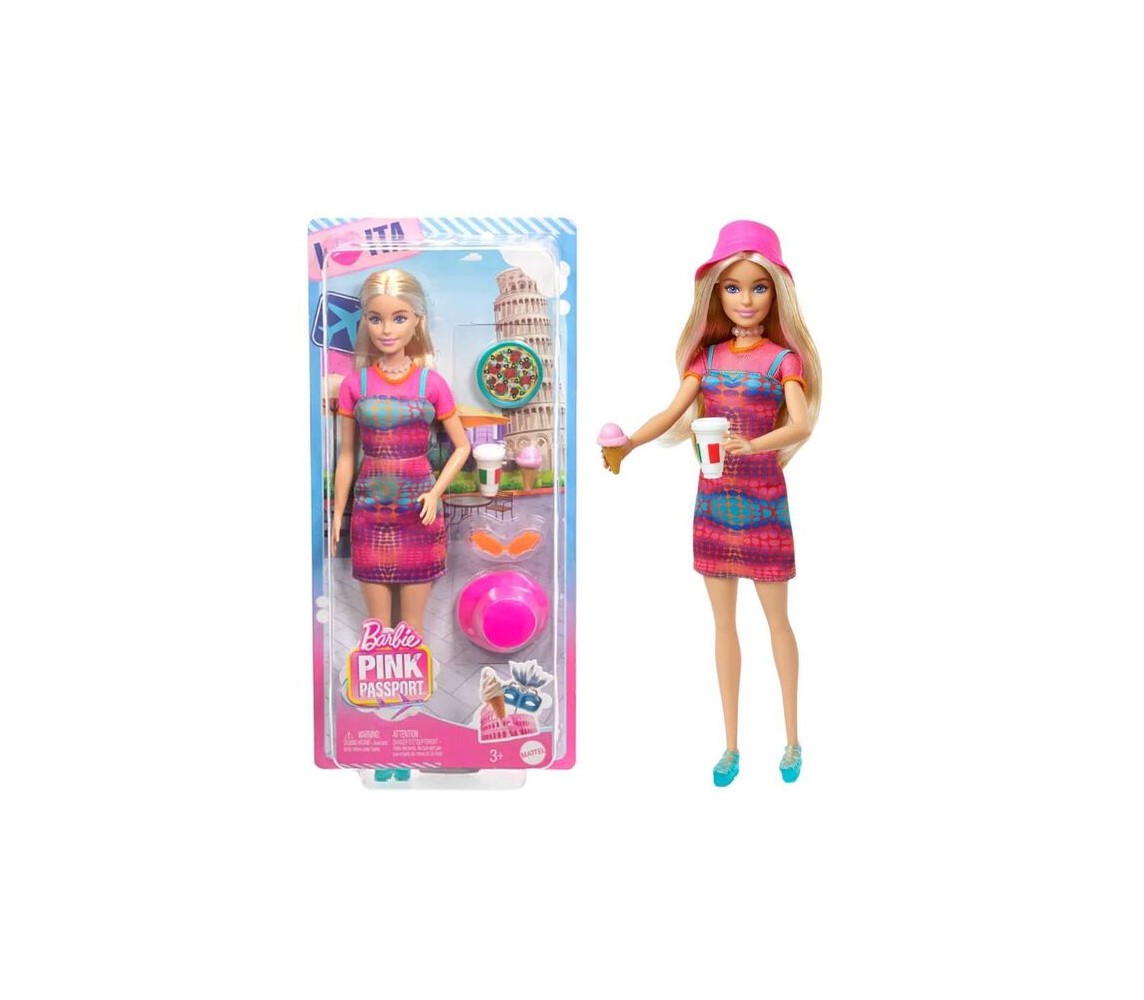 BARBIE TRAVEL TO ITALY with Accessories PINK PASSPORT Series Original Mattel HWH97