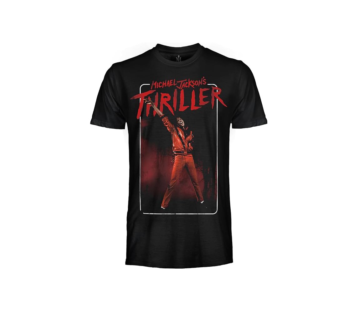 MICHAEL JACKSON Adult T-Shirt Black THRILLER Original ROCK MUSIC OFFICIAL Licensed
