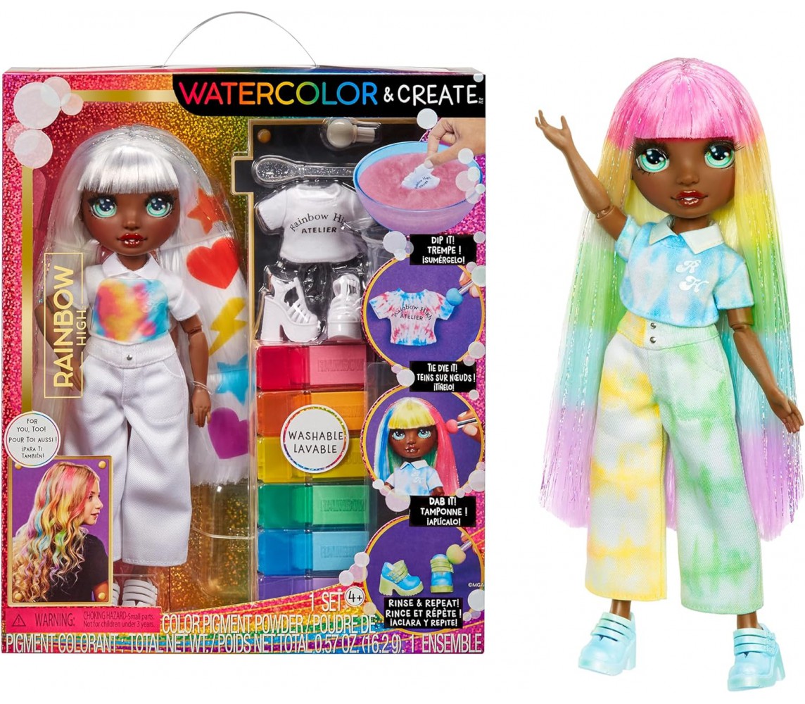 Rainbow High Watercolor DOLL GREEN EYES Washable Playset Original MGA LOL