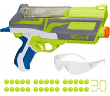 BROKEN PACKAGE NERF Blaster IMPULSE-40 Serie HYPER with 30 Balls and Glasses ORIGINAL Hasbro F2899