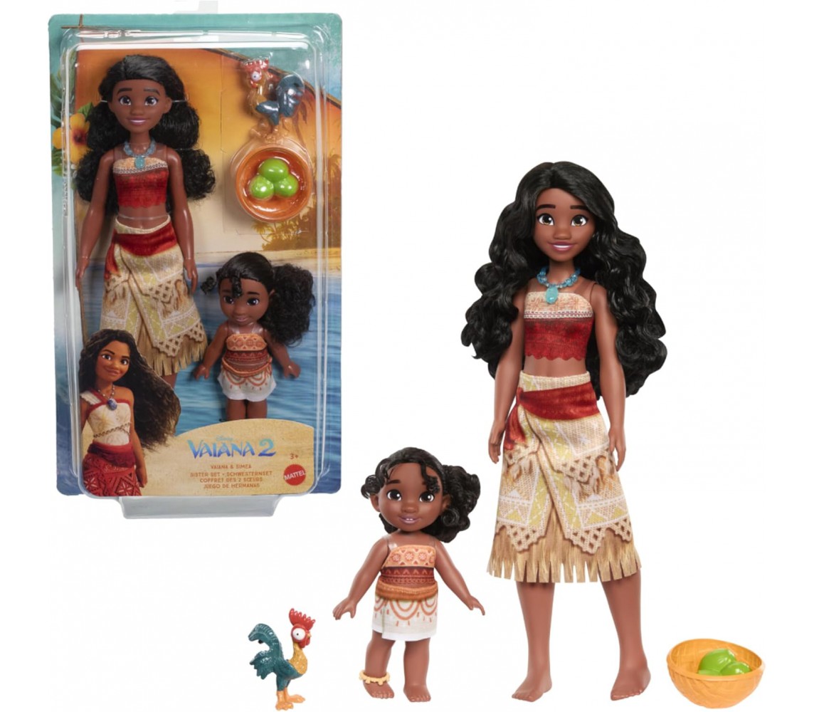 VAIANA and SIMEA DOLL Sister Set Disney MOANA 28cm Original MATTEL JBT66