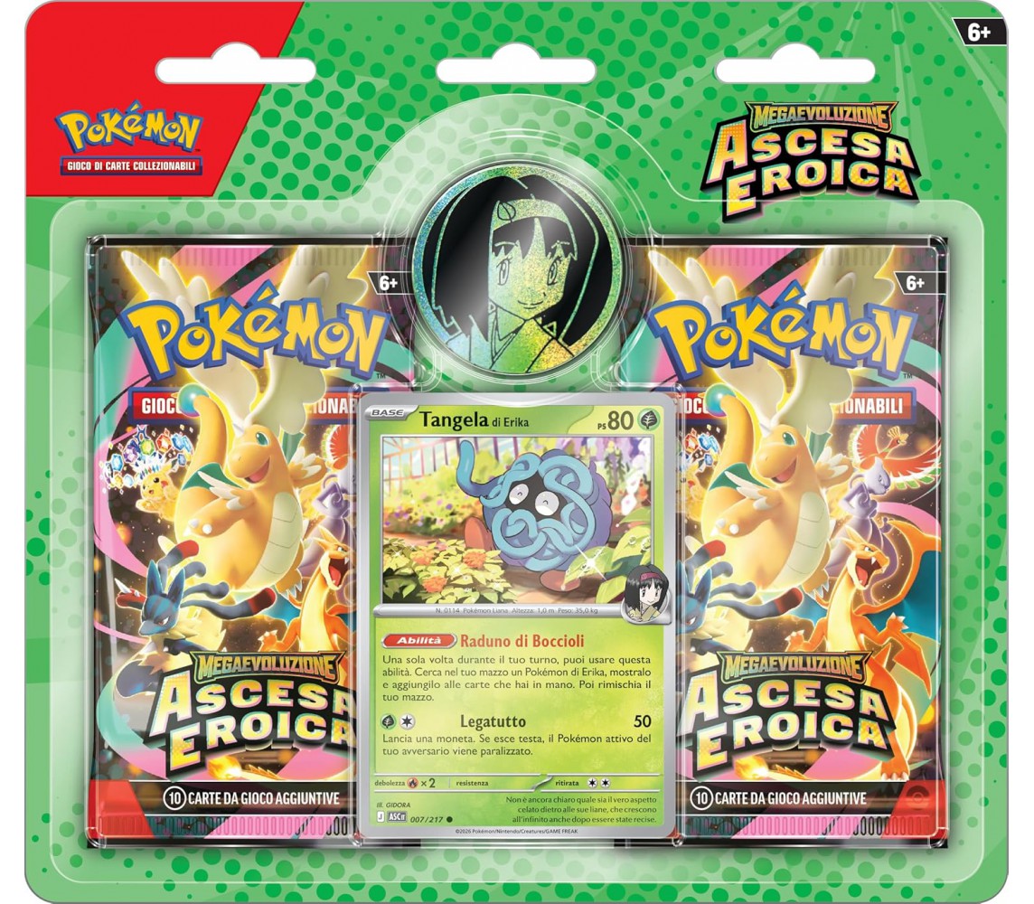 ITALIAN Pokemon MEGAEVOLUZIONE Cards ASCESA EROICA Tangela Erika Blister 2-pack
