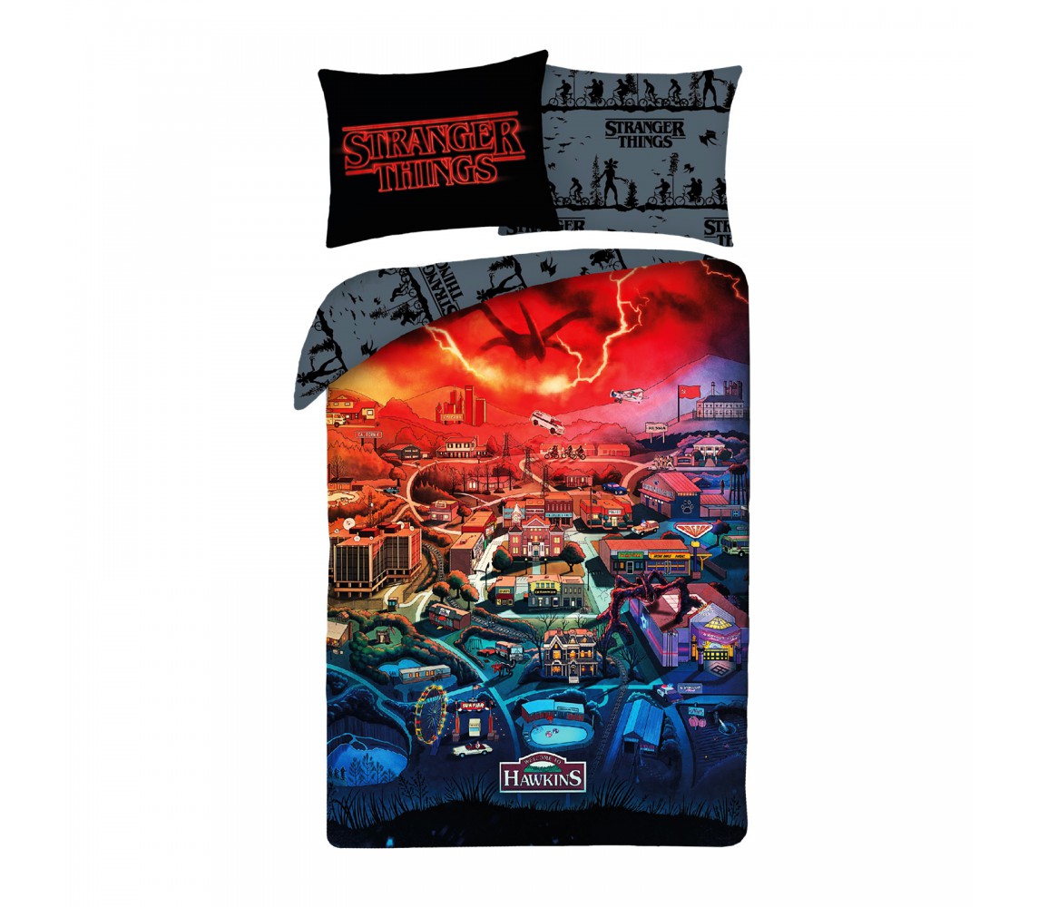 STRANGER THINGS Hawkins Bed Set Polyester DUVET COVER 140x200 STR-066BL