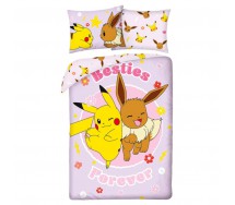 Set Letto POKEMON PIKACHU In Spiaggia Con Gli Amici COPRIPIUMINO Reversibile 140x200 Federa 70x90 Originale COTONE Bulbasaur
