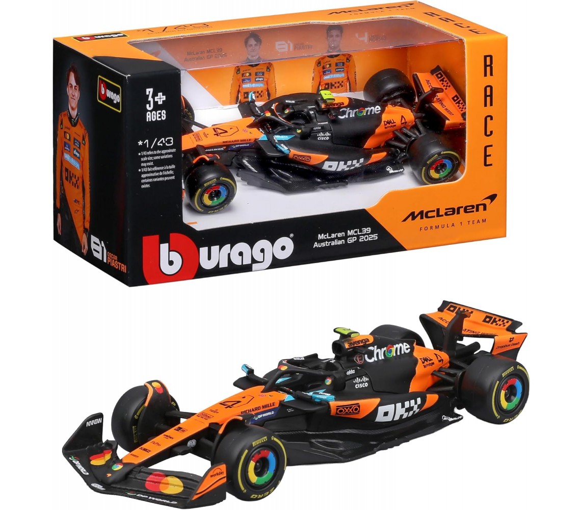 McLAREN MCL39 Modello Auto F1 AUSTRALIAN GP 2025 1/43 LANDO NORRIS 4 Bburago