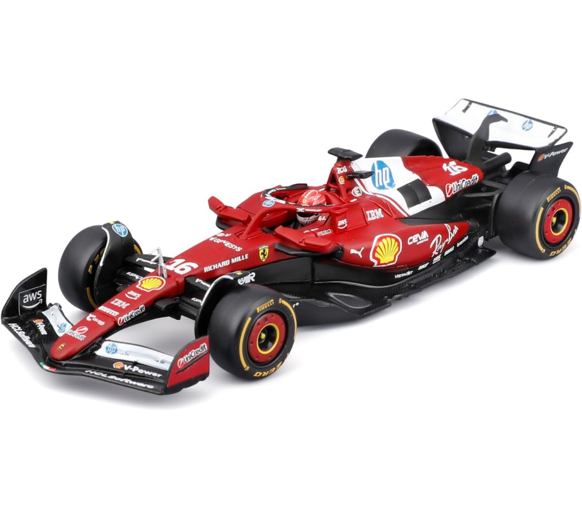 FERRARI LECLERC 16 SF-25 Car Model F1 2025 DieCast 1/43 WITH HELMET Bburago