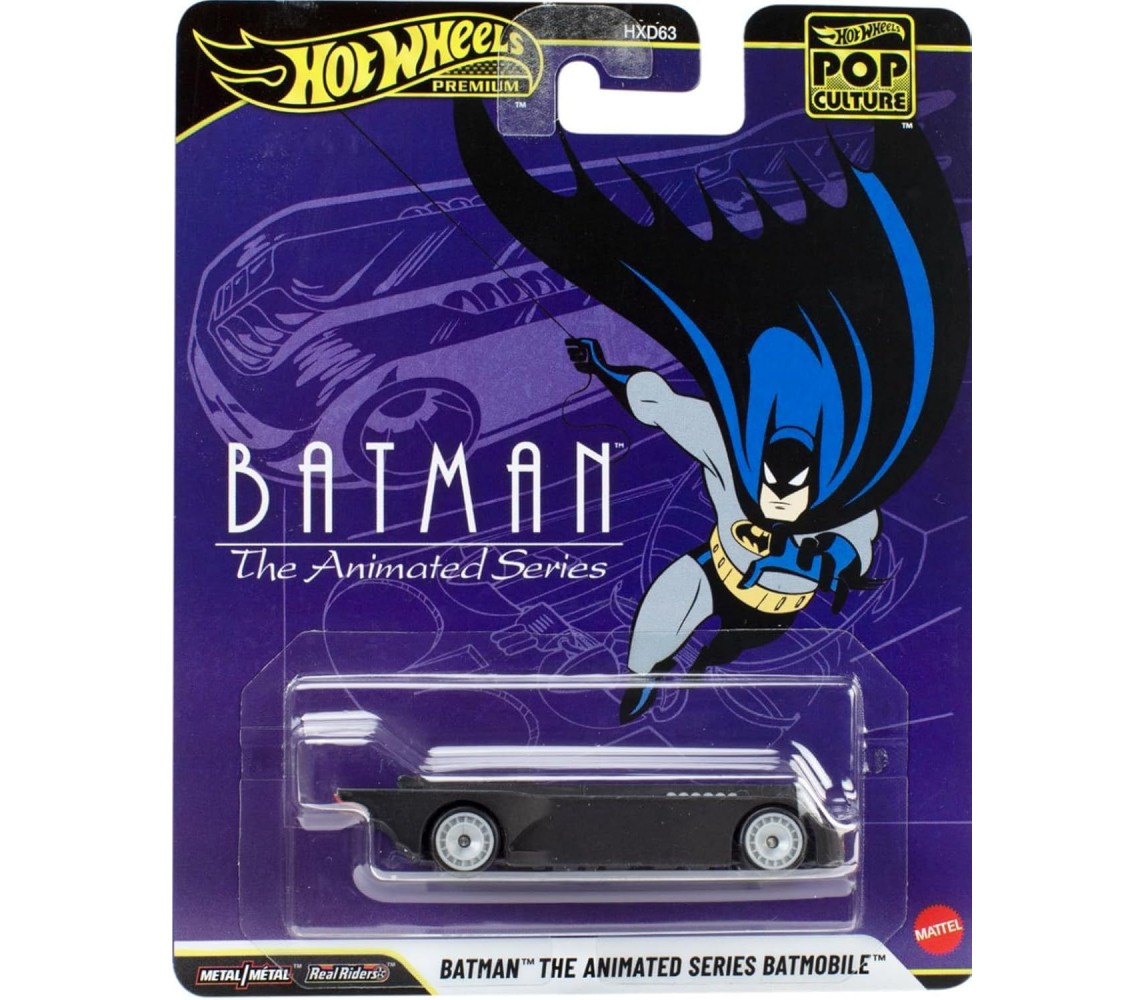 BATMAN ANIMATED SERIES BATMOBILE Die Cast Car Model Scale 1:64 6cm Hot Wheels POP CULTURE  JHW88