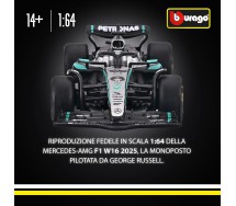 MERCEDES GEORGE RUSSELL 63 Car Model F1 AMG W16 2025 DieCast 1/64 9cm Bburago