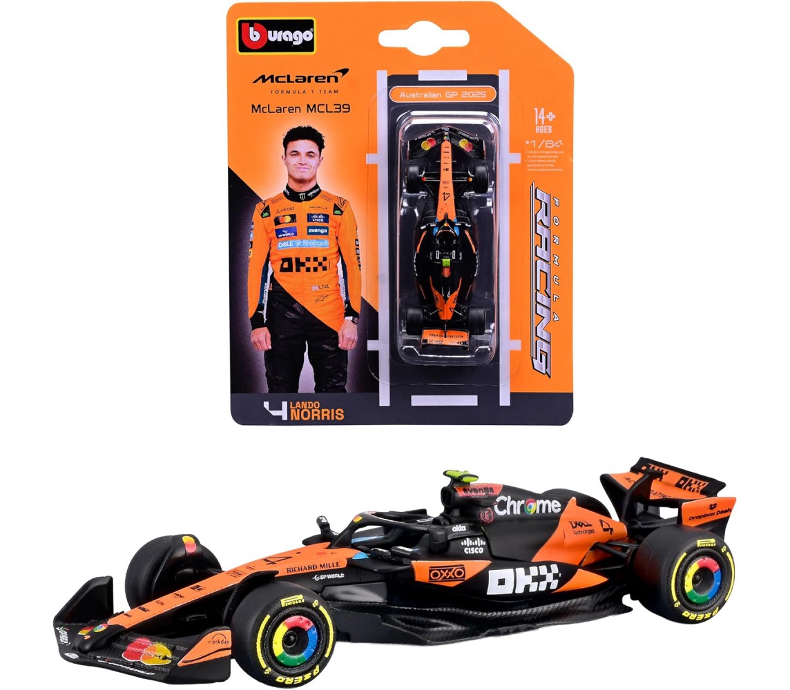 McLAREN LANDO NORRIS 4 Car Model F1 MCL39 Australian GP 2025 DieCast 1/64 9cm Bburago