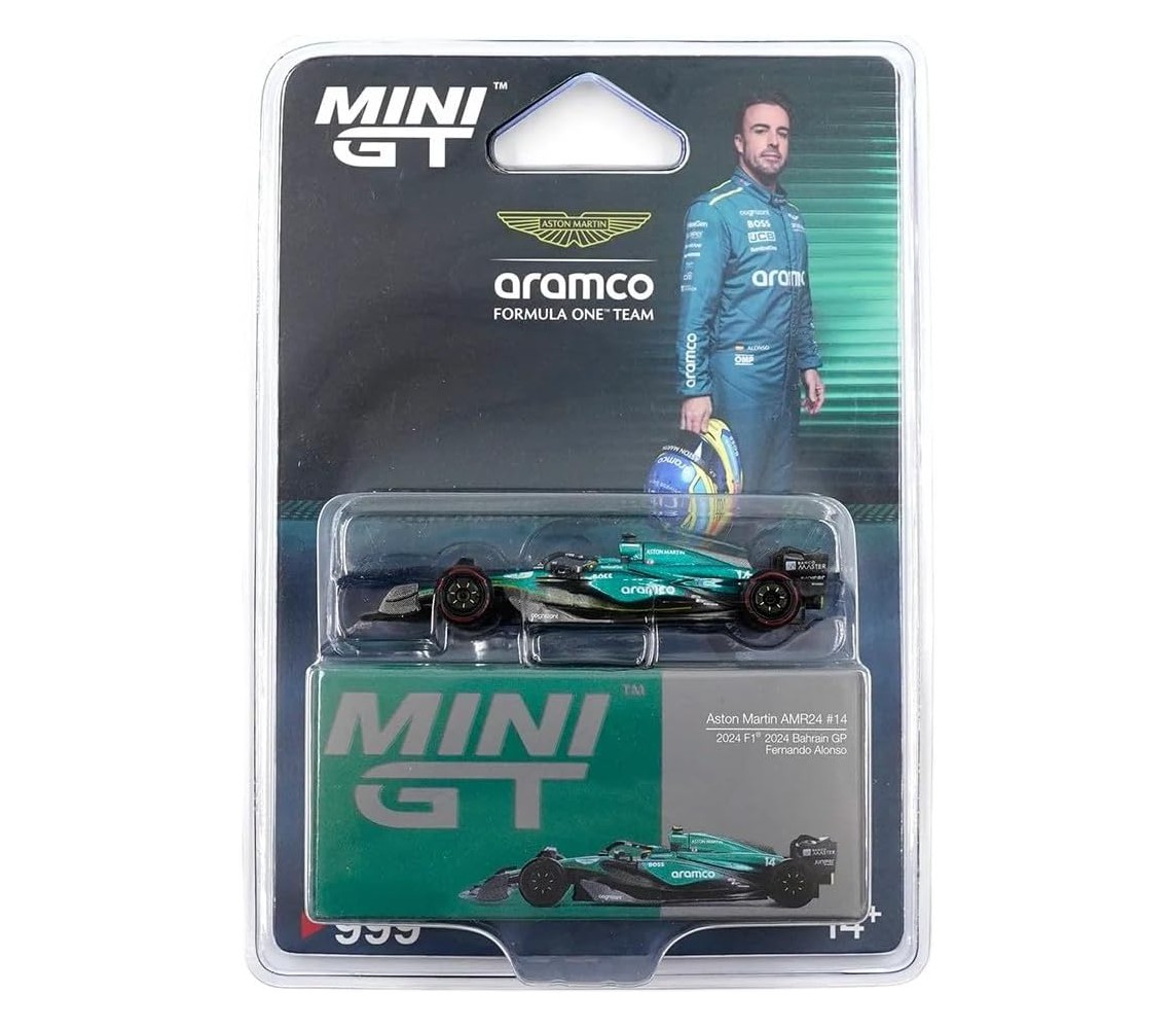 FERNANDO ALONSO 14 Car Model F1 Formula 1 ASTON MARTIN Bahrein GP Season 2023 1/64 MINIGT