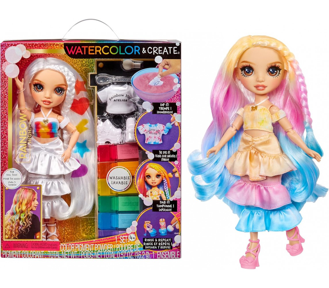 BROKEN PACKAGE Rainbow High Watercolor Fashion DOLL BROWN EYE Playset Original MGA LOL