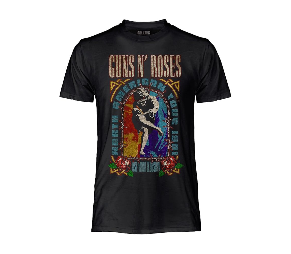 GUNS N' ROSES Black T-shirt Use Your Illusion Original HARD ROCK MUSIC OFFICIAL Licensed