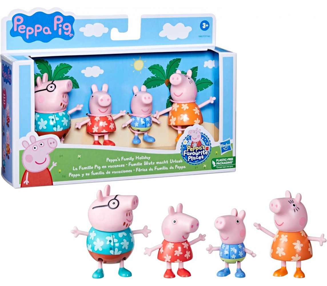 PEPPA PIG Figure Box 4 Personaggi 7cm HOLIDAY VACANZA George Papa Mamma HASBRO