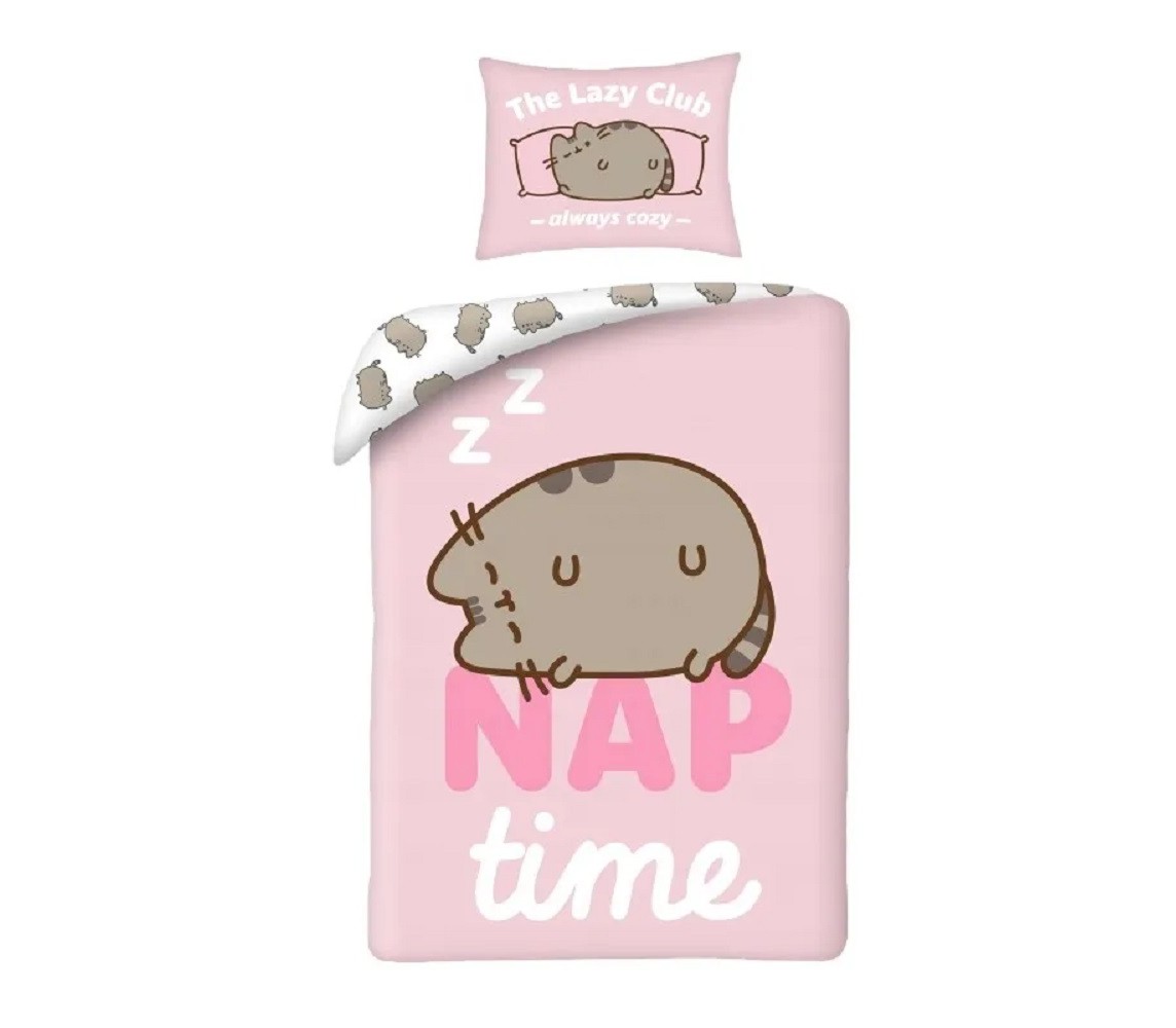 PUSHEEN THE CAT Nap Time SINGLE BED SET DUVET COVER 140x200cm Polyester Halantex PUS-2283BL