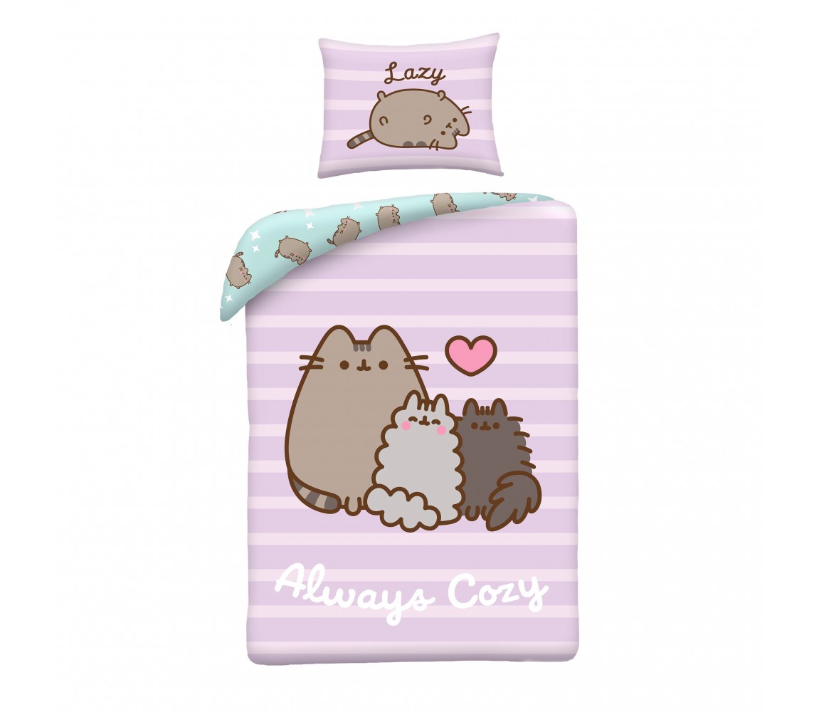 PUSHEEN THE CAT SINGLE BED SET DUVET COVER 140x200cm Polyester Halantex Always Cozy PUS-2276BL