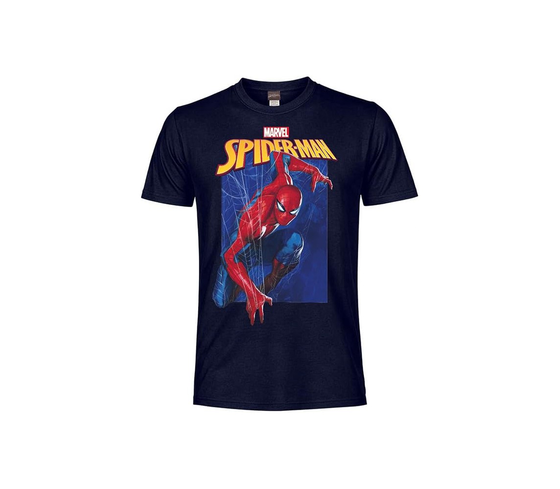 SPIDER-MAN MARVEL T-shirt Uomo Ragno Maglietta Adulto NERA Originale Ufficiale