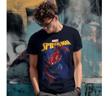 SPIDER-MAN MARVEL T-shirt Uomo Ragno Maglietta Adulto NERA Originale Ufficiale
