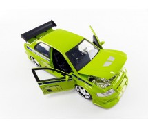 FAST FURIOUS Modello DieCast MITSUBISHI LANCER EVOLUTION VII Verde di BRIAN Scala 1/24 Originale JADA Toys