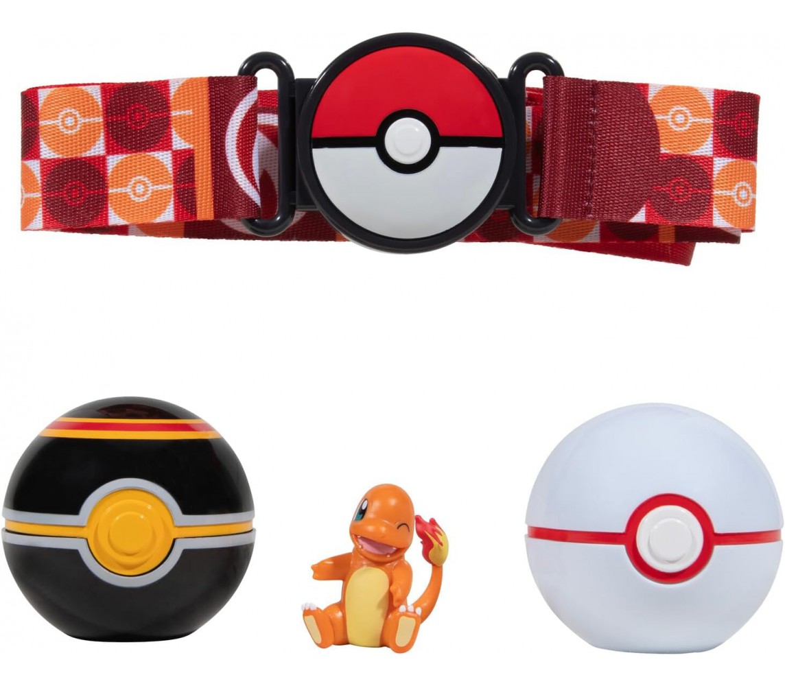 copy of POKEMON Clip 'n' Go CINTURA Porta Sfere con Figura PIKACHU In piedi che ride e 2 POKEBALL Originale Ufficiale