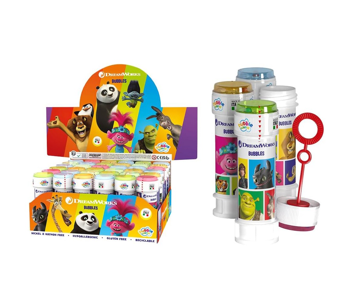 BOLLE SAPONE DREAMWORKS Party Box Display 36 Flaconi KUNG FU PANDA TROLLS etc.