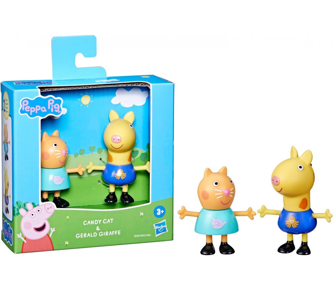 PEPPA PIG Figure Box 2 Personaggi 7cm Candy Gatto e Gerald Giraffa HASBRO F9707