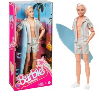 BROKEN PACKAGE Doll KEN SURFER Barbie The Movie Wearing Pastel Pink and Green Striped Beach Outfit Mattel HPJ97