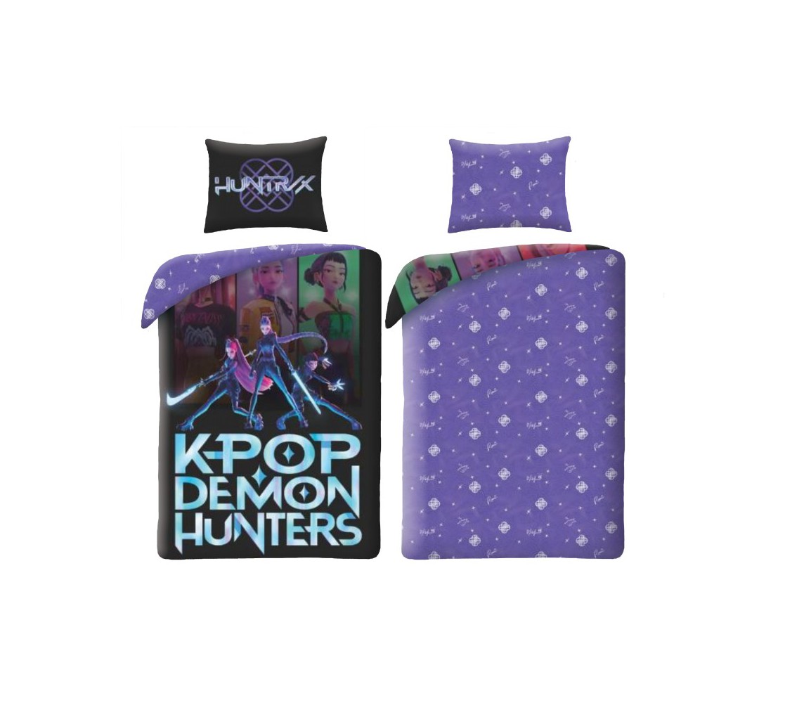 K-POP Demon Hunters Copripiumino REVERSIBILE SET LETTO 140x200cm Poliestere 5956