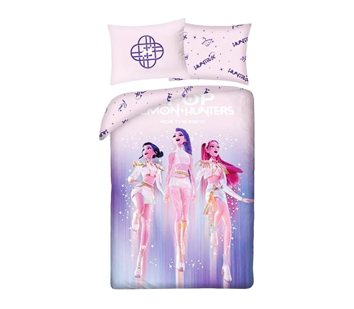 K-POP Demon Hunters Copripiumino REVERSIBILE SET LETTO 140x200cm Cotone 5789