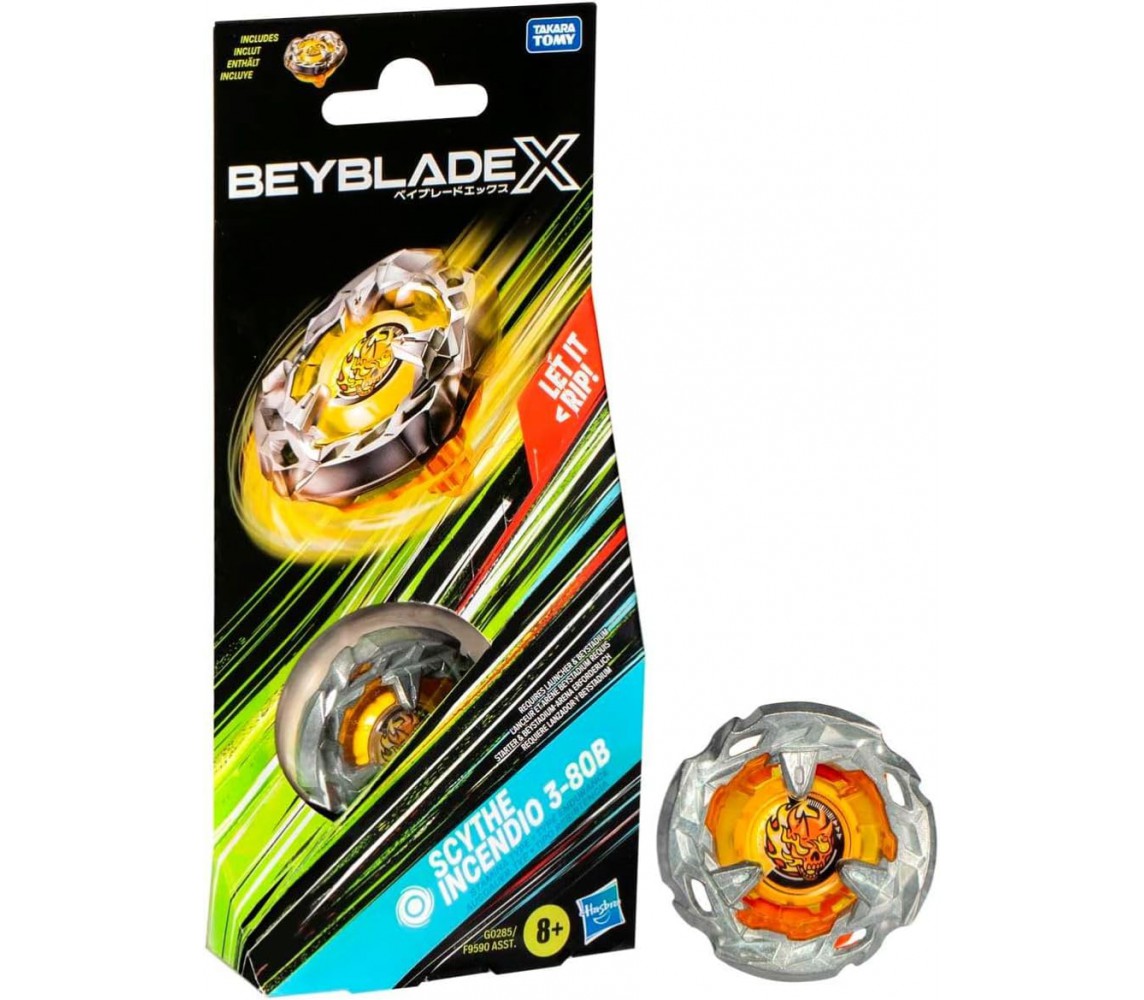 BEYBLADE X Let It RIP Trottola DieCast SCYTHE INCENDIO 3-80B Hasbro G0285