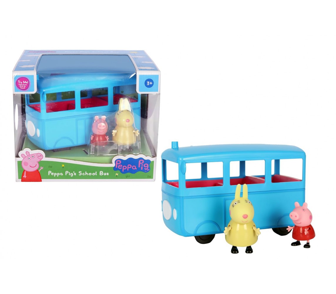 PEPPA PIG SCUOLABUS SUONI Playset 2 FIGURE Peppa e Signora Coniglio HASBRO D4106