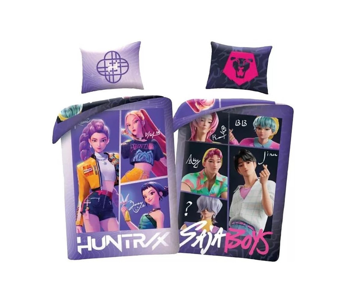 K-POP Demon Hunters Copripiumino REVERSIBILE SET LETTO 140x200cm Poliestere 6335