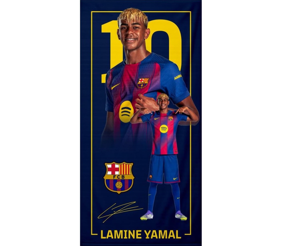 FC BARCELONA LAMINE YAMAL  Asciugamano Grande TELO MARE Spiaggia 70x140cm