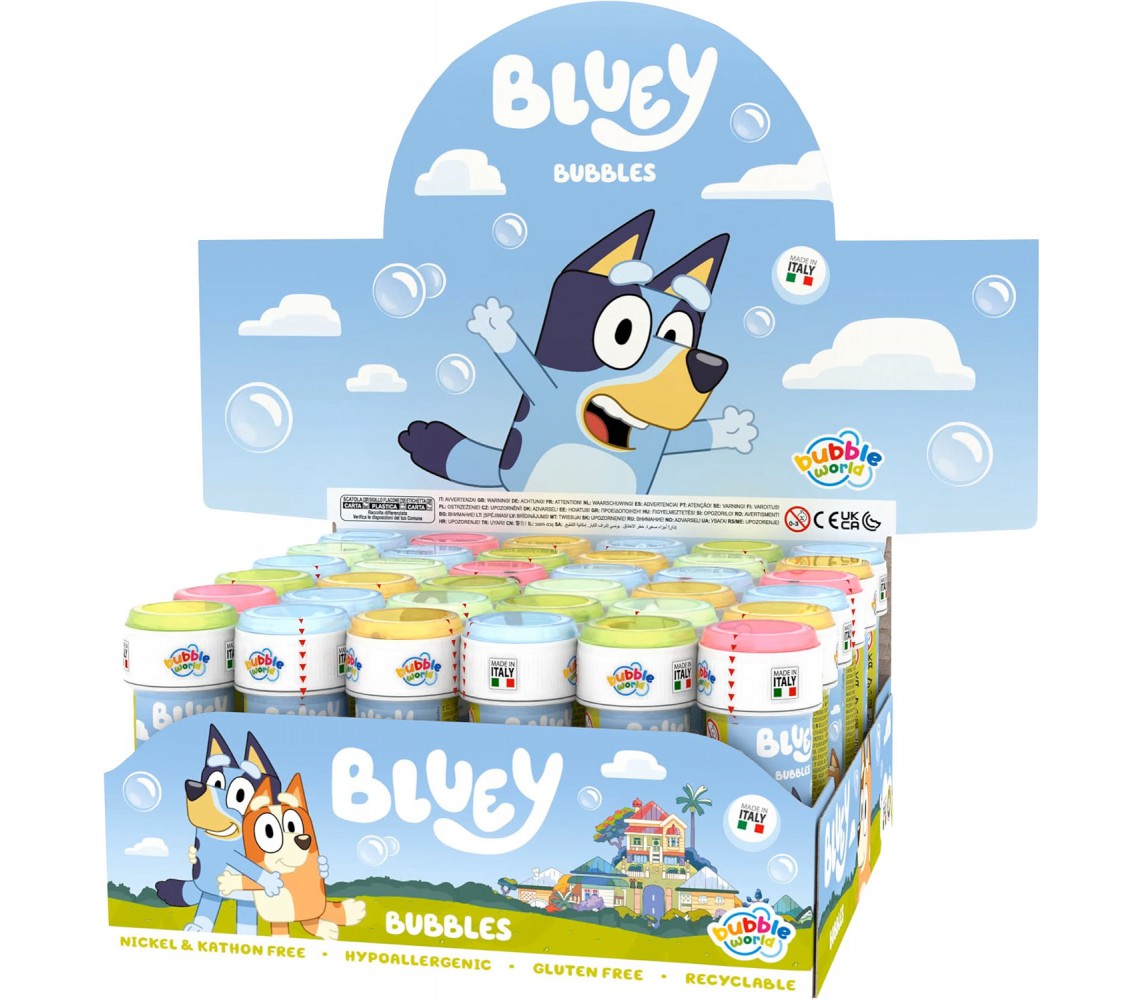 BOLLE SAPONE BLUEY Party Box Display 36 Flaconi 60ml Originali Dulcop