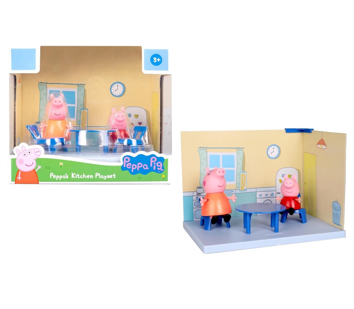 PEPPA PIG CUCINA Playset con 2 FIGURE Peppa e Mamma Pig e accessori HASBRO D4095