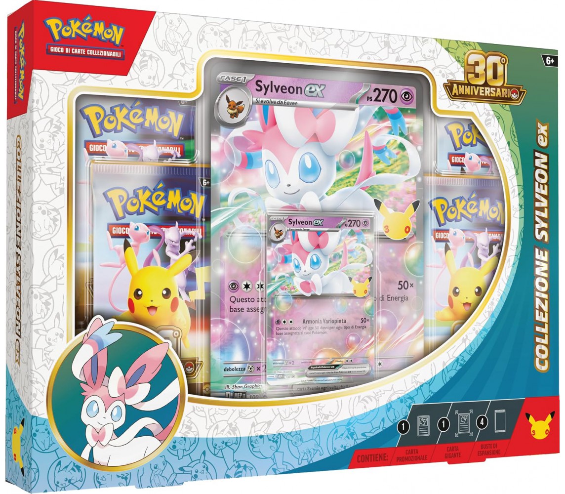 30. ANNIVERSARIO POKEMON SYLVEON EX Box Collezione Gioco Carte ITALIANO