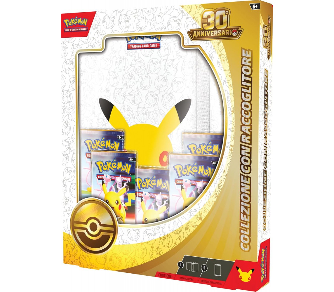 30. ANNIVERSARIO POKEMON gioco carte promozionali 5 buste con RACCOGLITORE