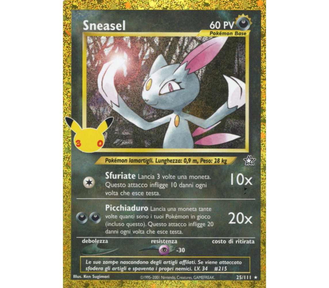 SNEASEL 30. Anniversario CARTA POKEMON 25/111 IN ITALIANO Nuova Perfetta NUOVA