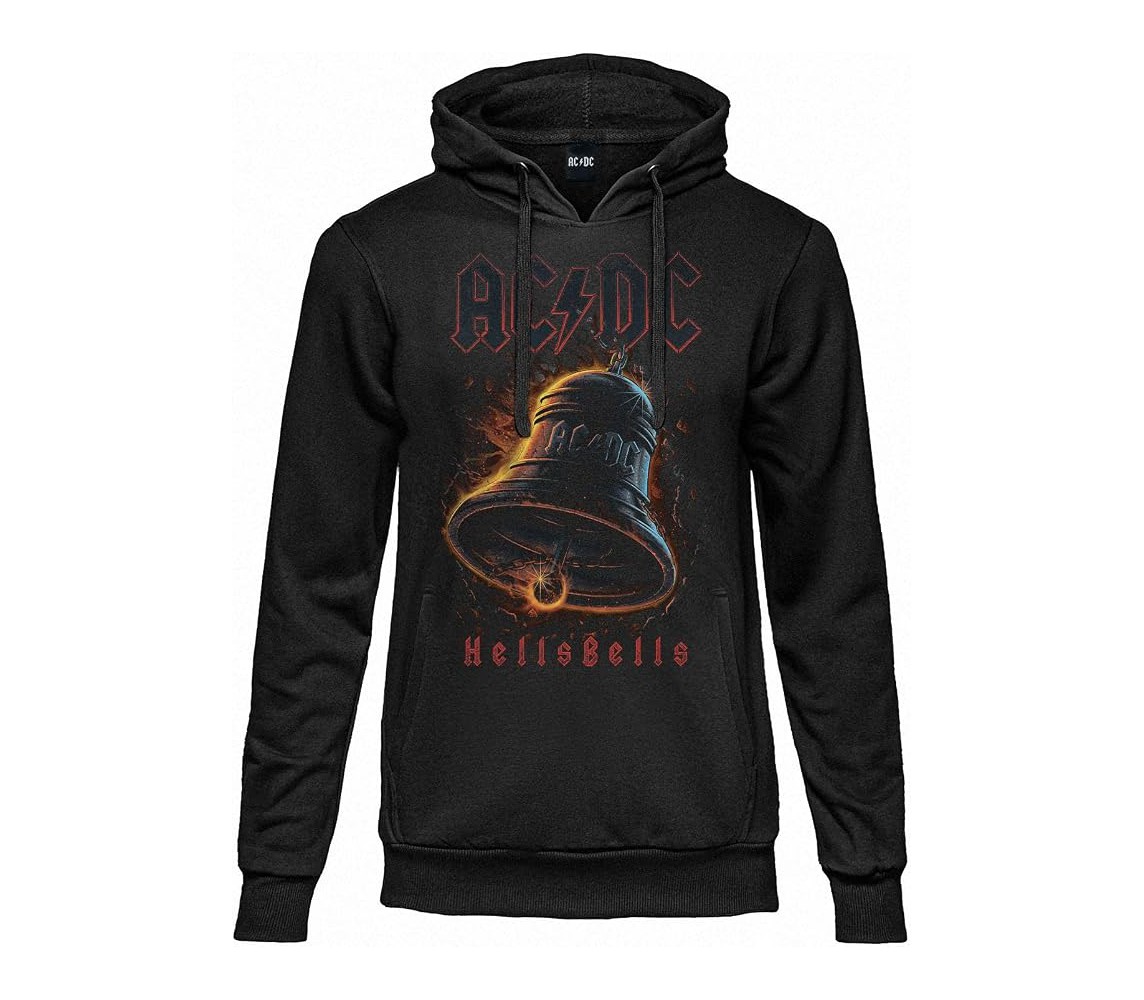 AC/DC HELLS BELLS CAMPANE Felpa Cappuccio Hard Rock AC DC ORIGINALE Ufficiale