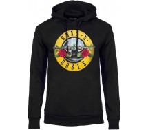 GUNS N' ROSES LOGO Hard Rock Music Felpa con Cappuccio NERA UFFICIALE Originale