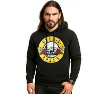 GUNS N' ROSES LOGO Hard Rock Music Felpa con Cappuccio NERA UFFICIALE Originale