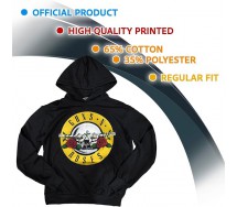 GUNS N' ROSES LOGO Hard Rock Music Felpa con Cappuccio NERA UFFICIALE Originale