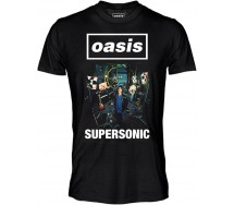 OASIS SUPERSONIC ROCK T-Shirt Maglietta Nera Adulto Ufficiale ORIGINALE