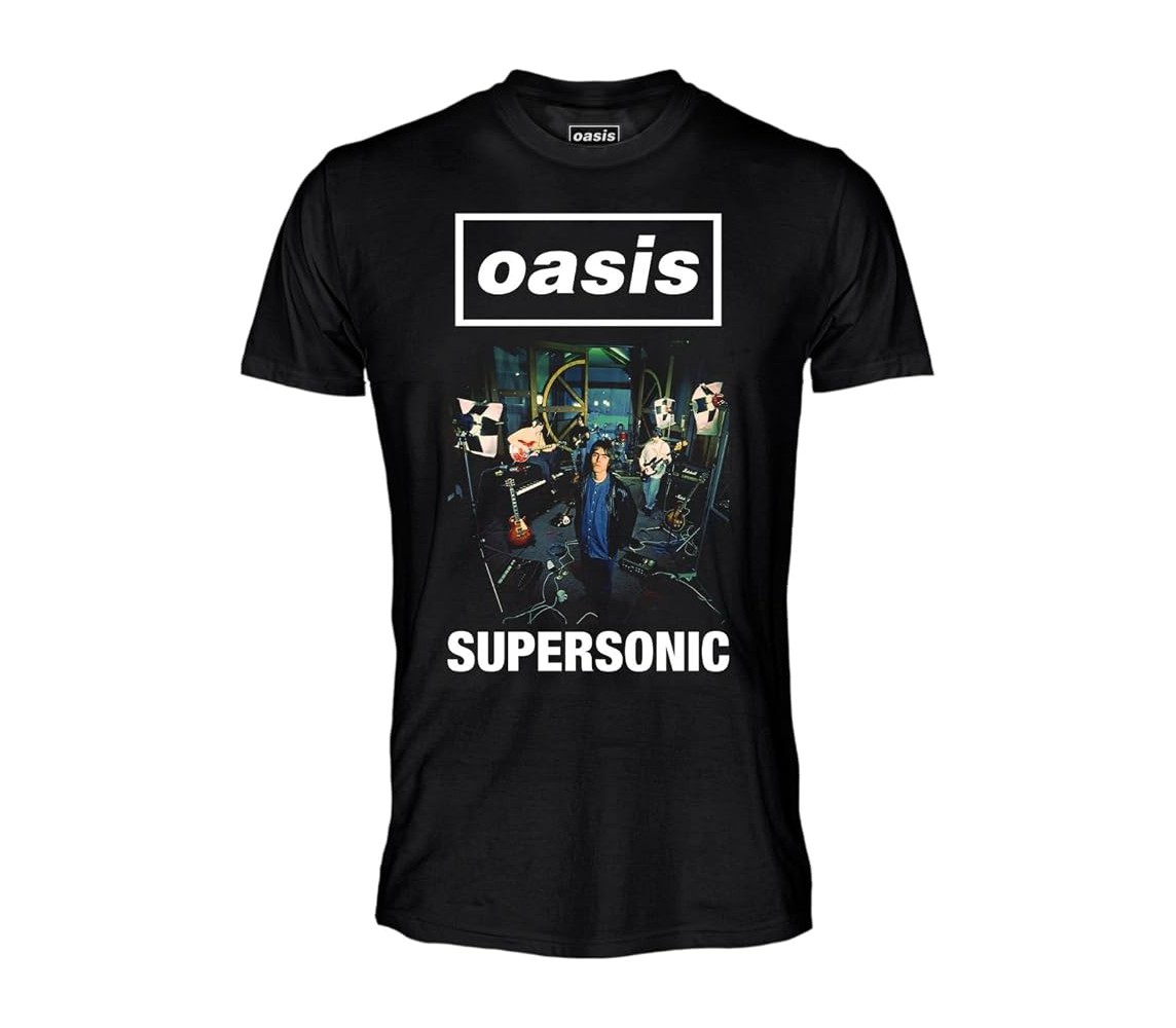 OASIS SUPERSONIC ROCK T-Shirt Maglietta Nera Adulto Ufficiale ORIGINALE