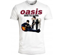 OASIS CIGARETTES and ALCOHOL T-Shirt Maglietta Bianca Adulto Ufficiale ORIGINALE