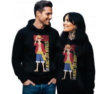ONE PIECE Felpa con Cappuccio MONKEY D LUFFY STRAW HAT Adulto NERA