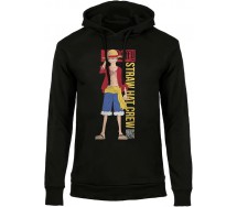 ONE PIECE Felpa con Cappuccio MONKEY D LUFFY STRAW HAT Adulto NERA