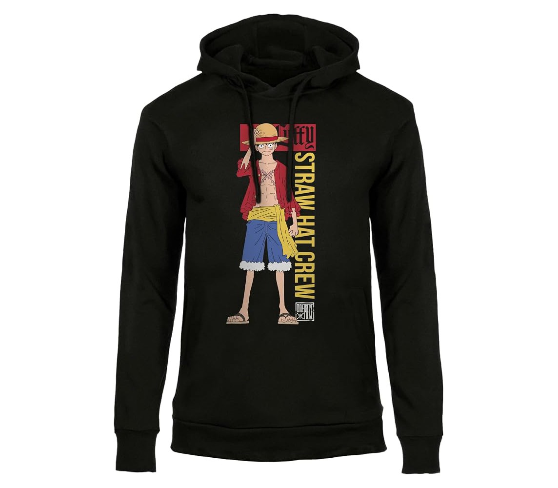 ONE PIECE Felpa con Cappuccio MONKEY D LUFFY STRAW HAT Adulto NERA