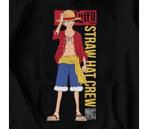 ONE PIECE Felpa con Cappuccio MONKEY D LUFFY STRAW HAT Adulto NERA