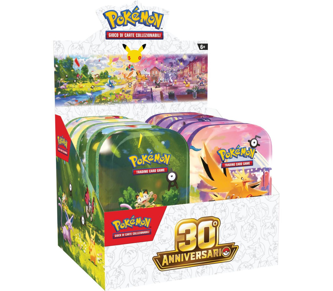 30. ANNIVERSARIO POKEMON gioco carte Box 10 MINI TIN ITALIANO