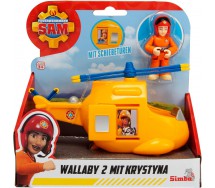 SAM IL POMPIERE Playset ELICOTTERO ANTINCENDIO WALLABY 2 con figura di Krystyna